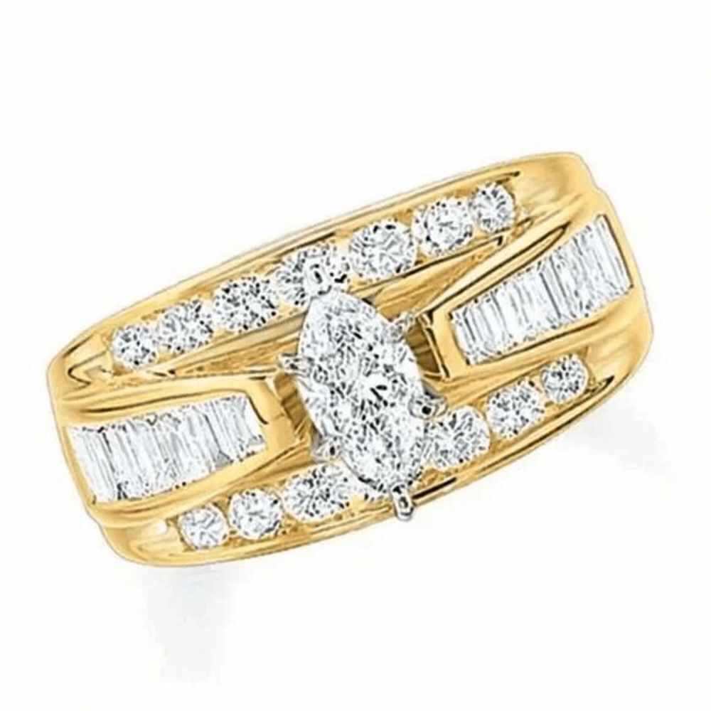 3 CT. T.W. Marquise Diamond Engagement Wedding Ring in 14K Gold